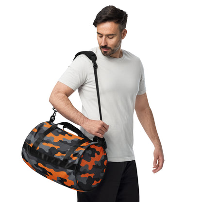 Camo Gym Bag | Orange, Black & Gray Camouflage