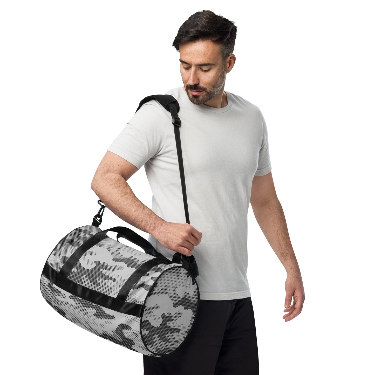 Camo Gym Bag | Black & White Digital Camouflage