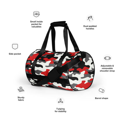 Camo Gym Bag | Red, Black & White Camouflage