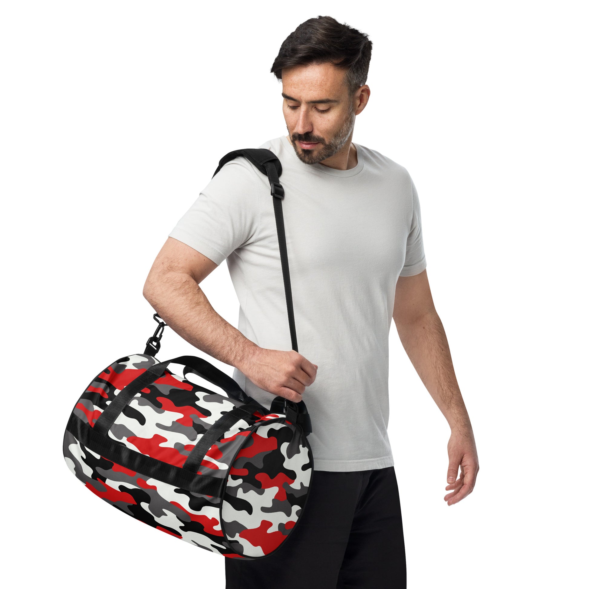 Camo Gym Bag | Red, Black & White Camouflage