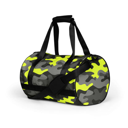 Camo Gym Bag | Black, Gray & Yellow Camouflage