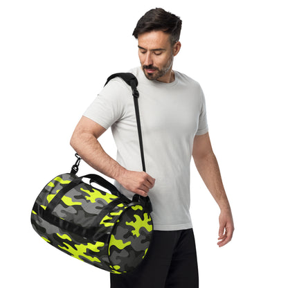 Camo Gym Bag | Black, Gray & Yellow Camouflage