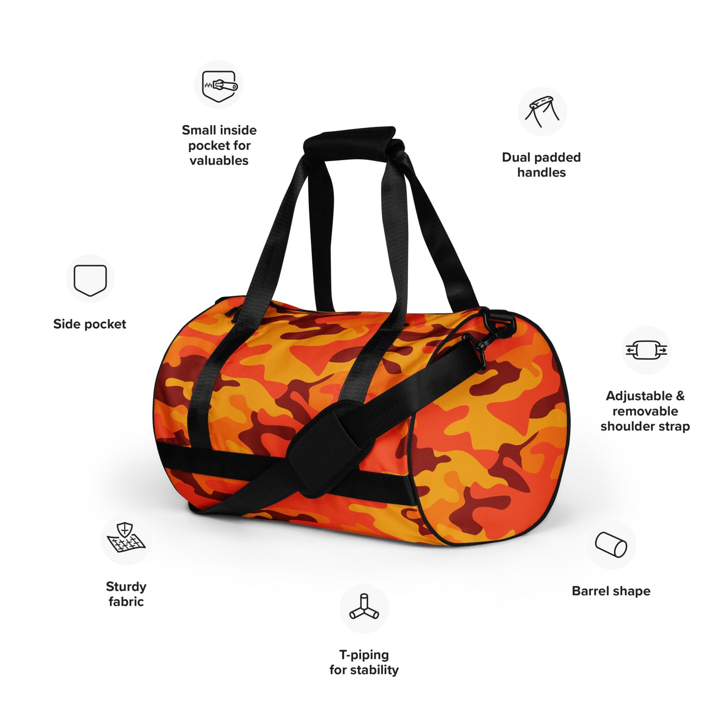 Camo Gym Bag | Orange & Red Camouflage