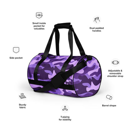 Camo Gym Bag | Purple, Blue & Mauve Camouflage