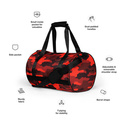 Camo Gym Bag | Scarlet Red & Black Camouflage