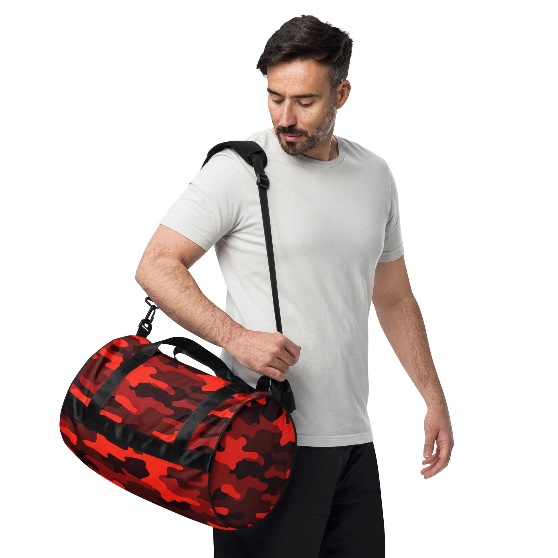 Camo Gym Bag | Scarlet Red & Black Camouflage