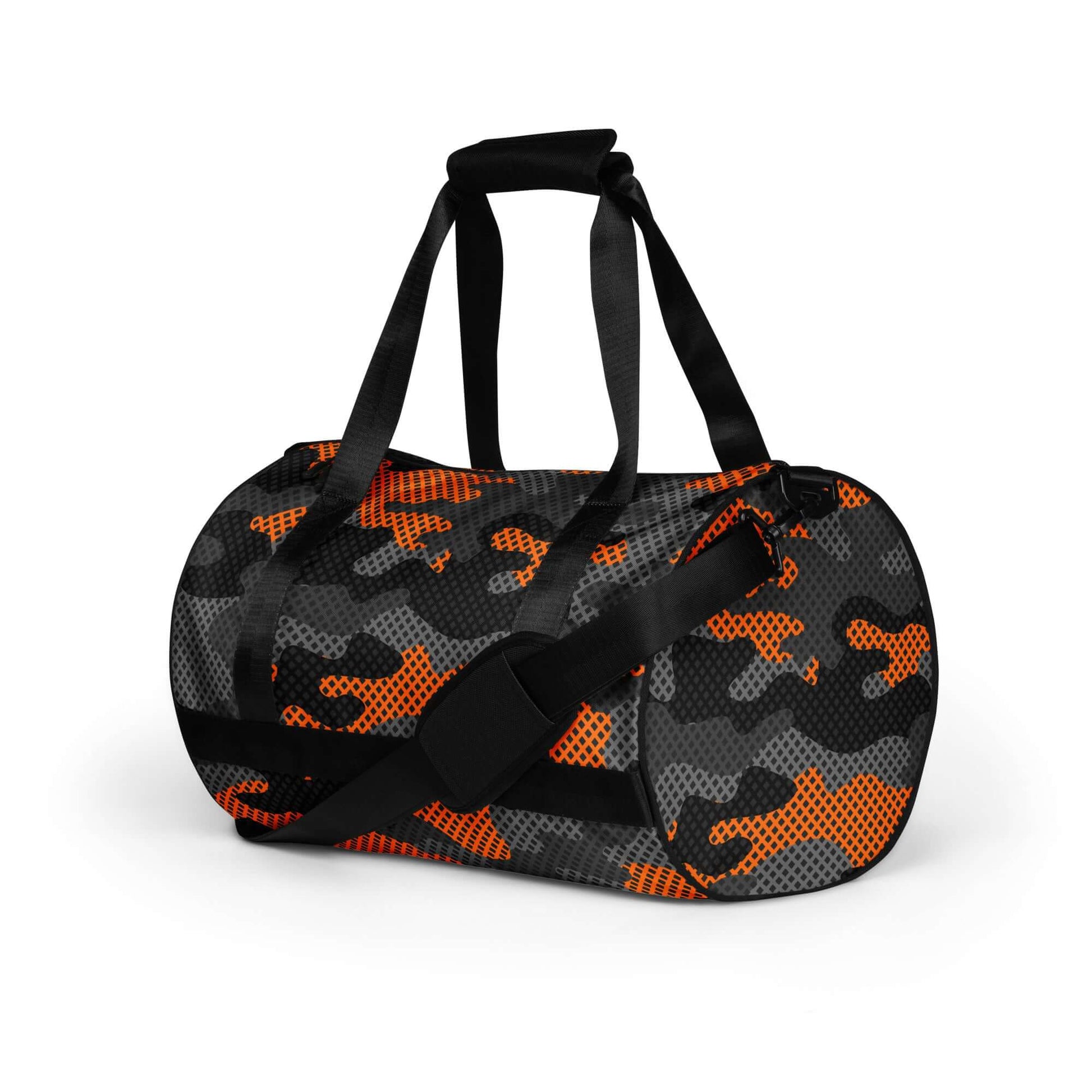 Camo Gym Bag | Black Orange Pixel Camouflage