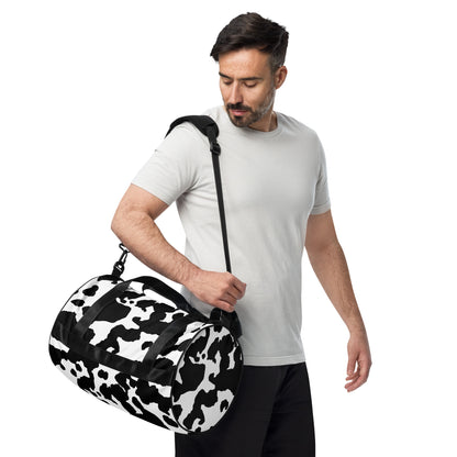 Camo Gym Bag | Black & White Cow Camouflage