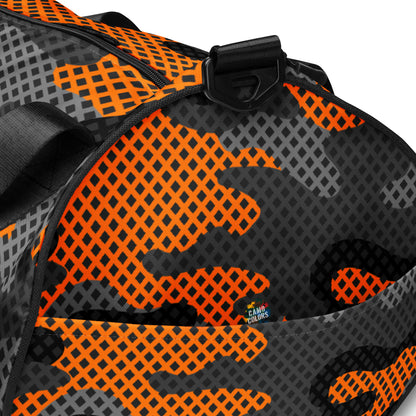 Camo Gym Bag | Black Orange Pixel Camouflage