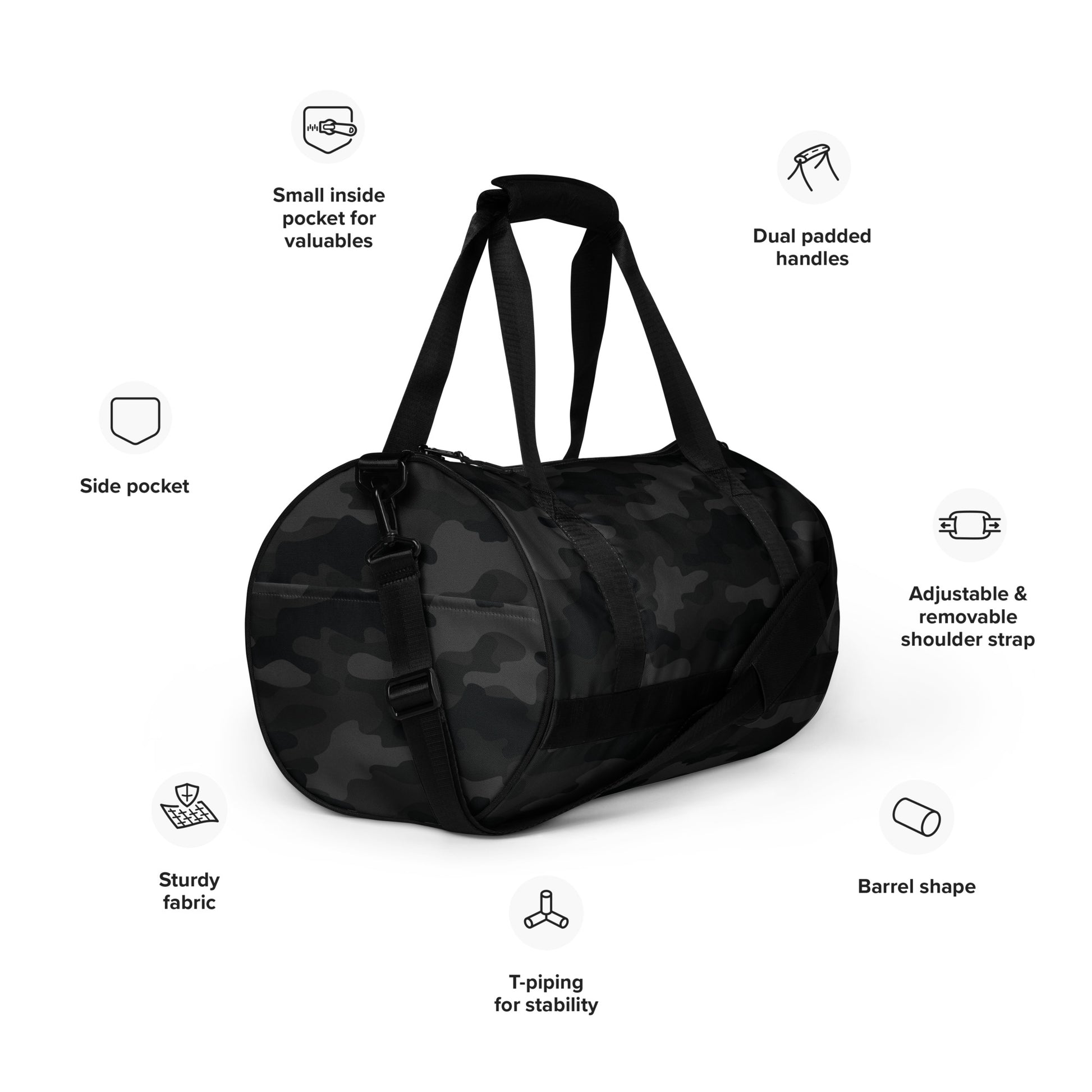 Camo Gym Bag | Black Camouflage