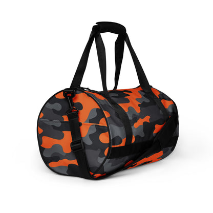 Camo Gym Bag | Orange, Black & Gray Camouflage