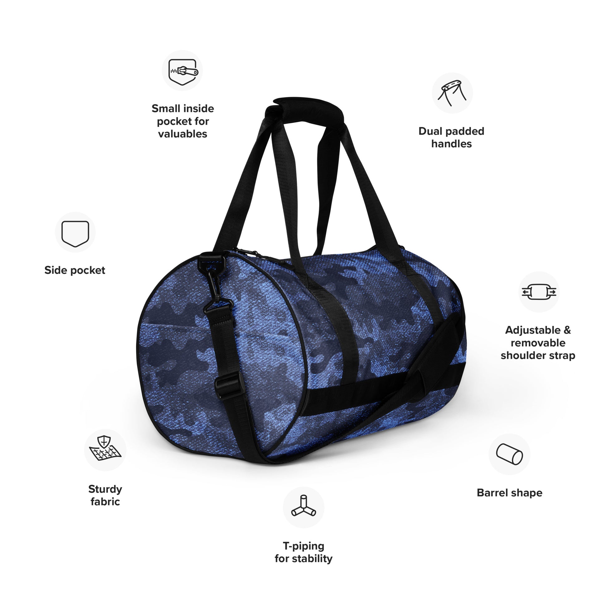 Camo Gym Bag | Denim Blue Camouflage