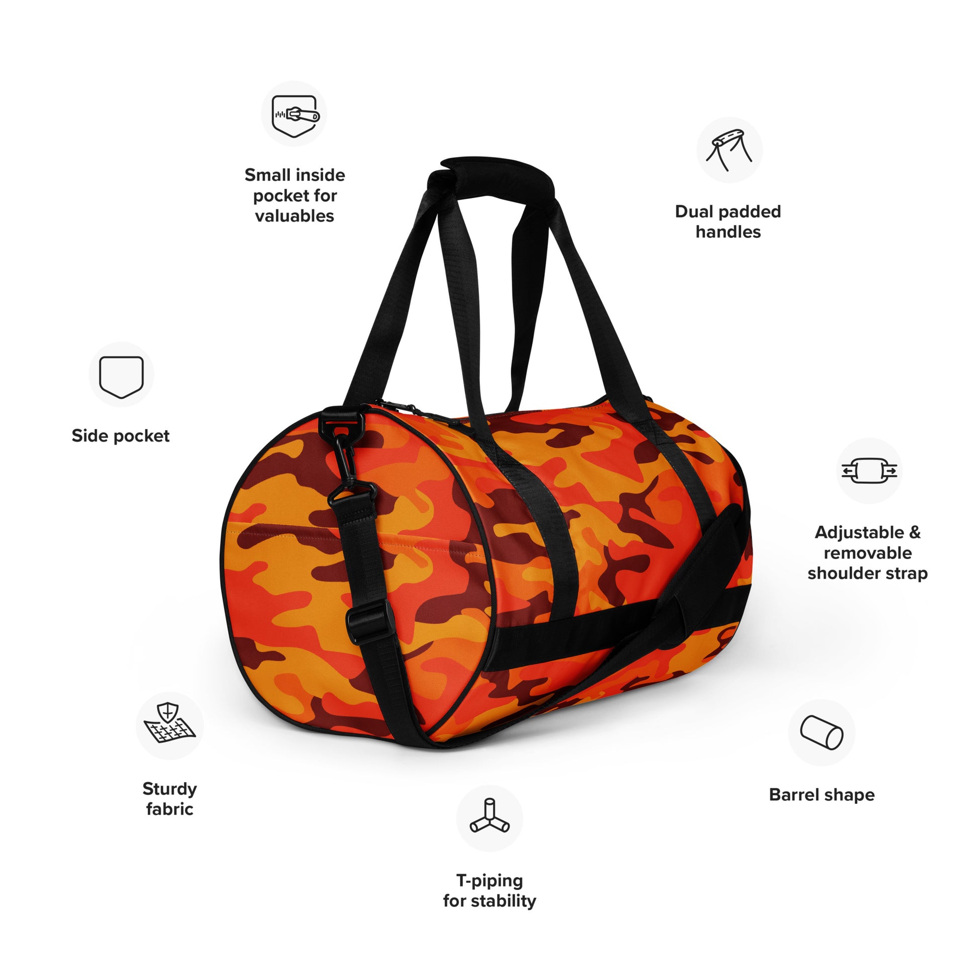 Camo Gym Bag | Orange & Red Camouflage