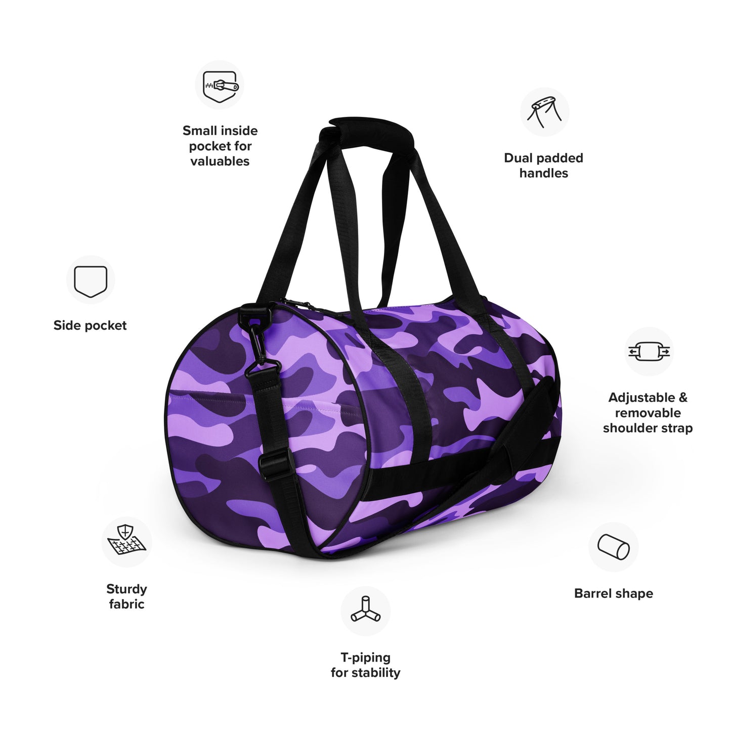 Camo Gym Bag | Purple, Blue & Mauve Camouflage