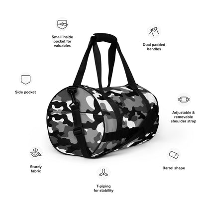 Camo Gym Bag | Black, White & Gray Camouflage