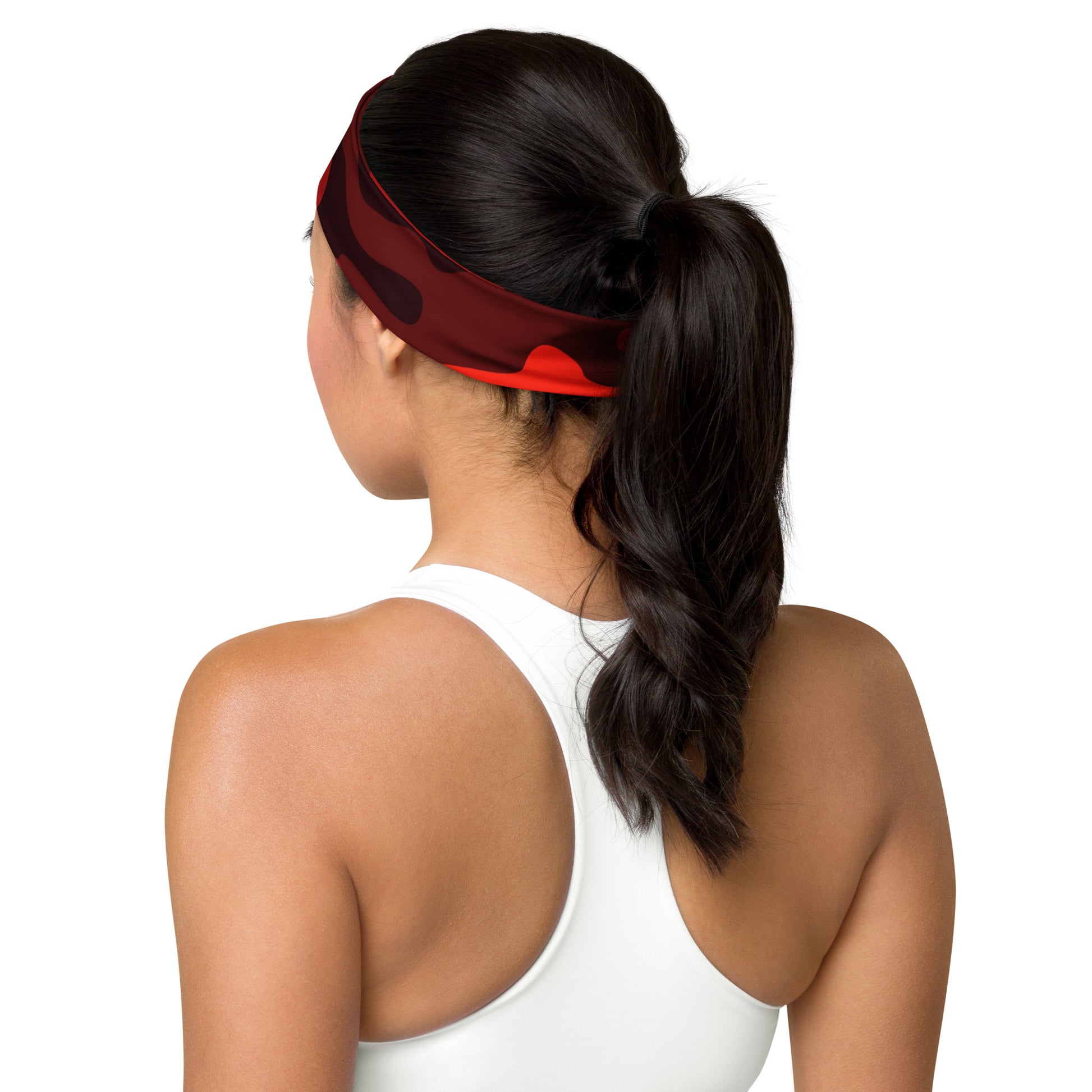 Camo Headband | Scarlet Red & Black Camouflage