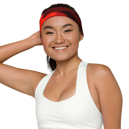 Camo Headband | Scarlet Red & Black Camouflage