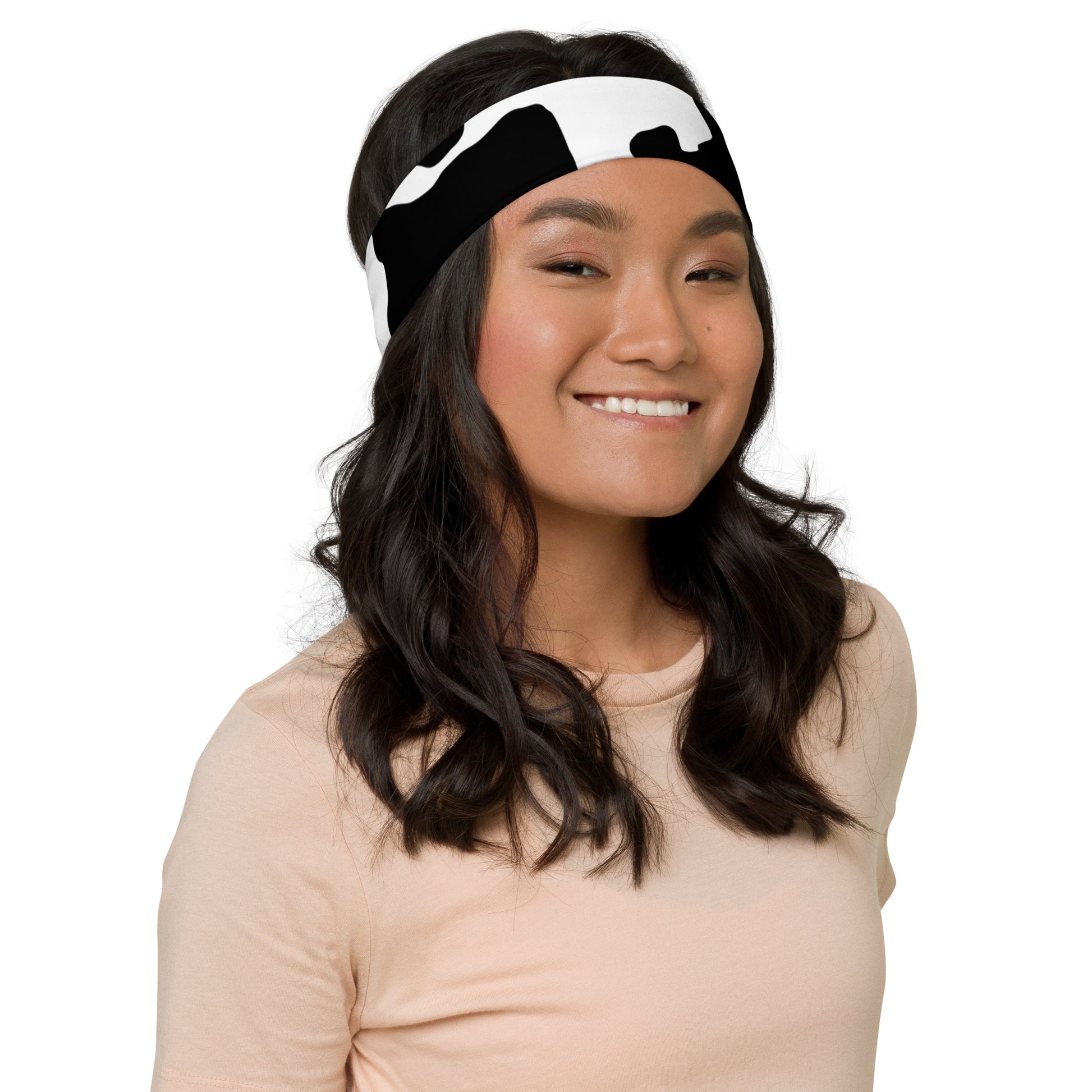 Camo Headband | Black & White Cow Camouflage