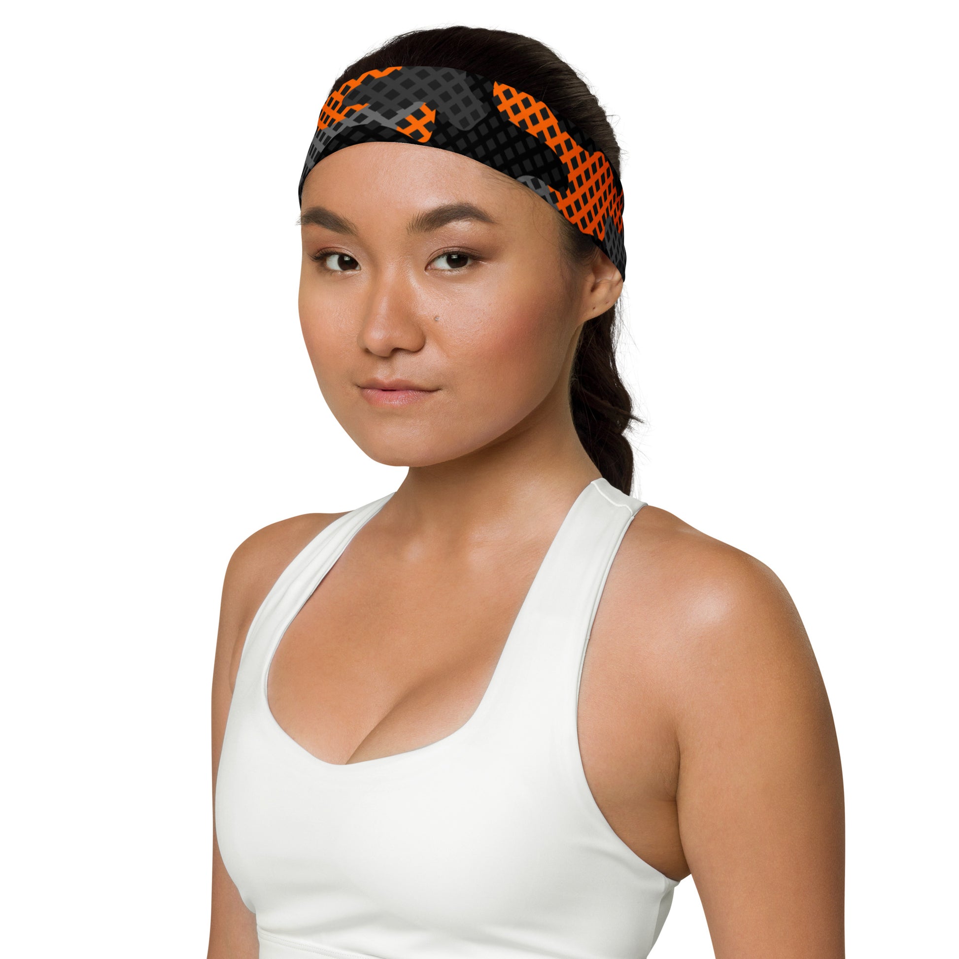 Camo Headband | Black & Orange Pixel Camouflage