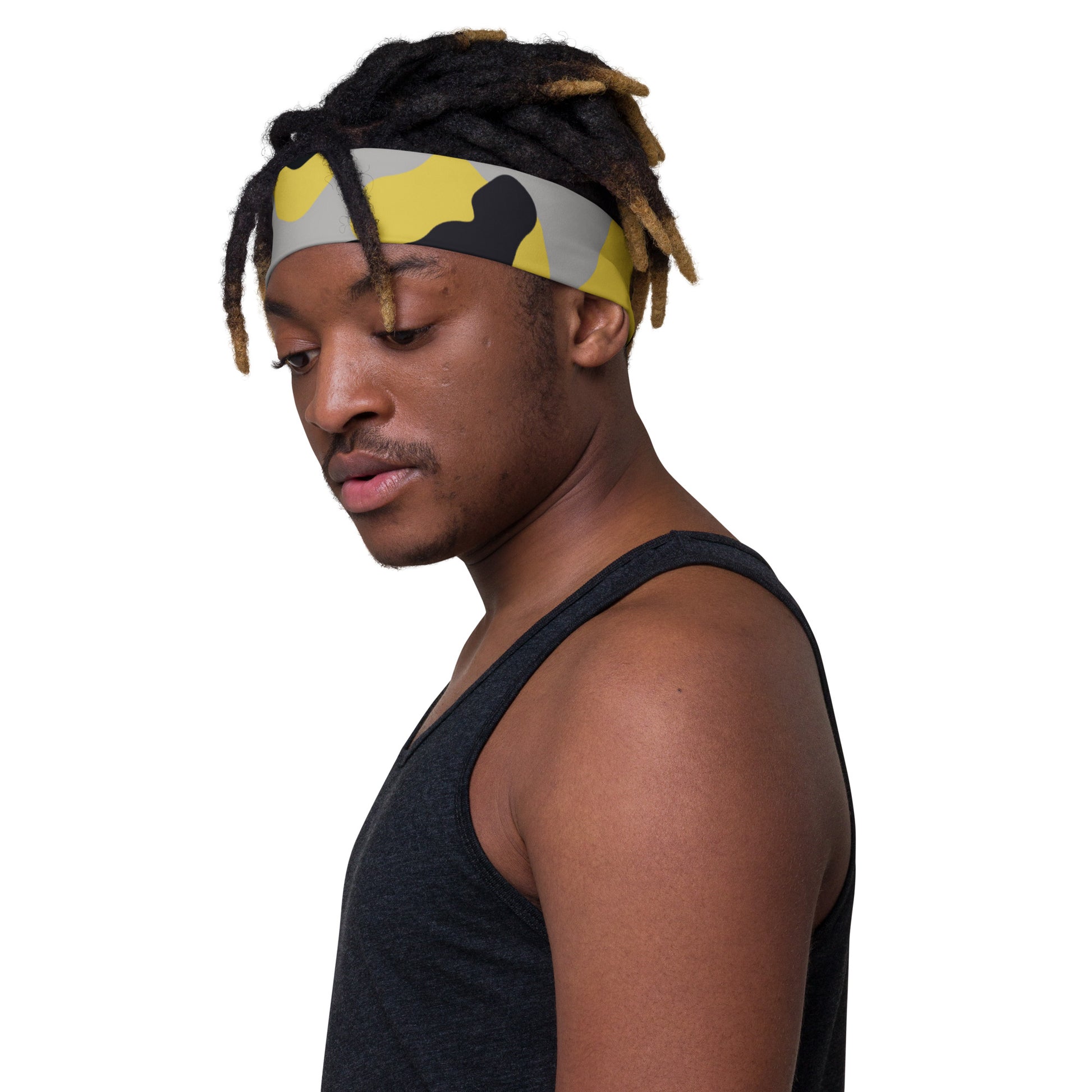 Camo Headband | Yellow, Black & Silver Camouflage