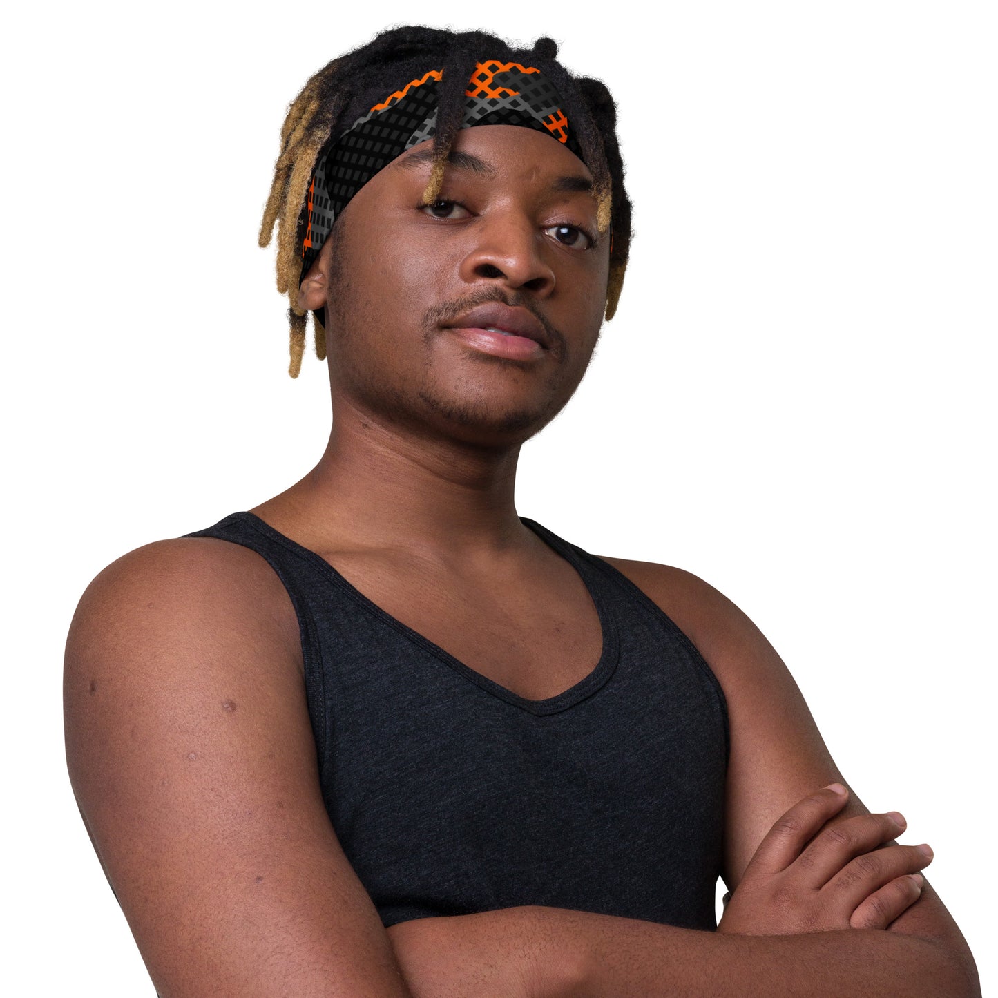 Camo Headband | Black & Orange Pixel Camouflage