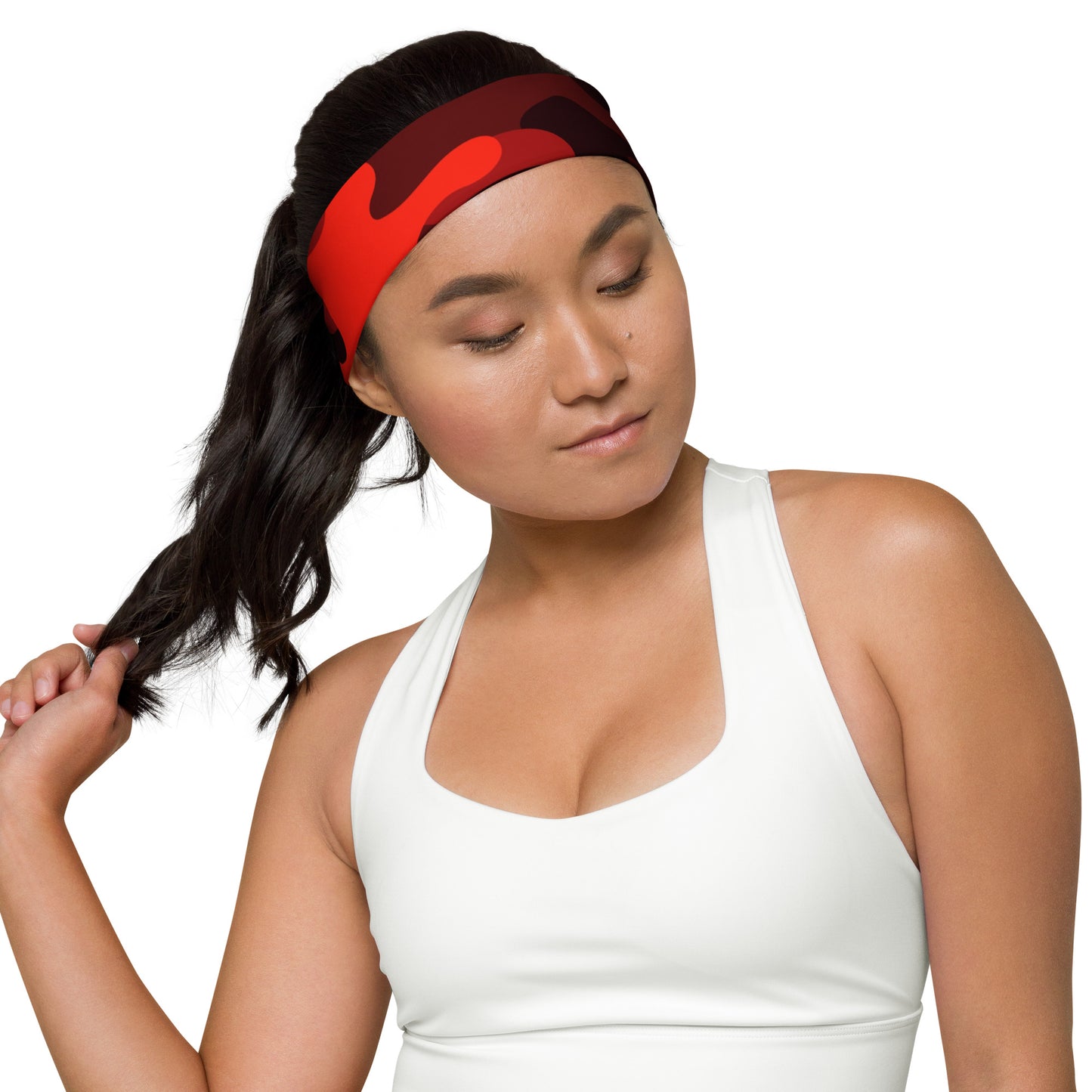 Camo Headband | Scarlet Red & Black Camouflage