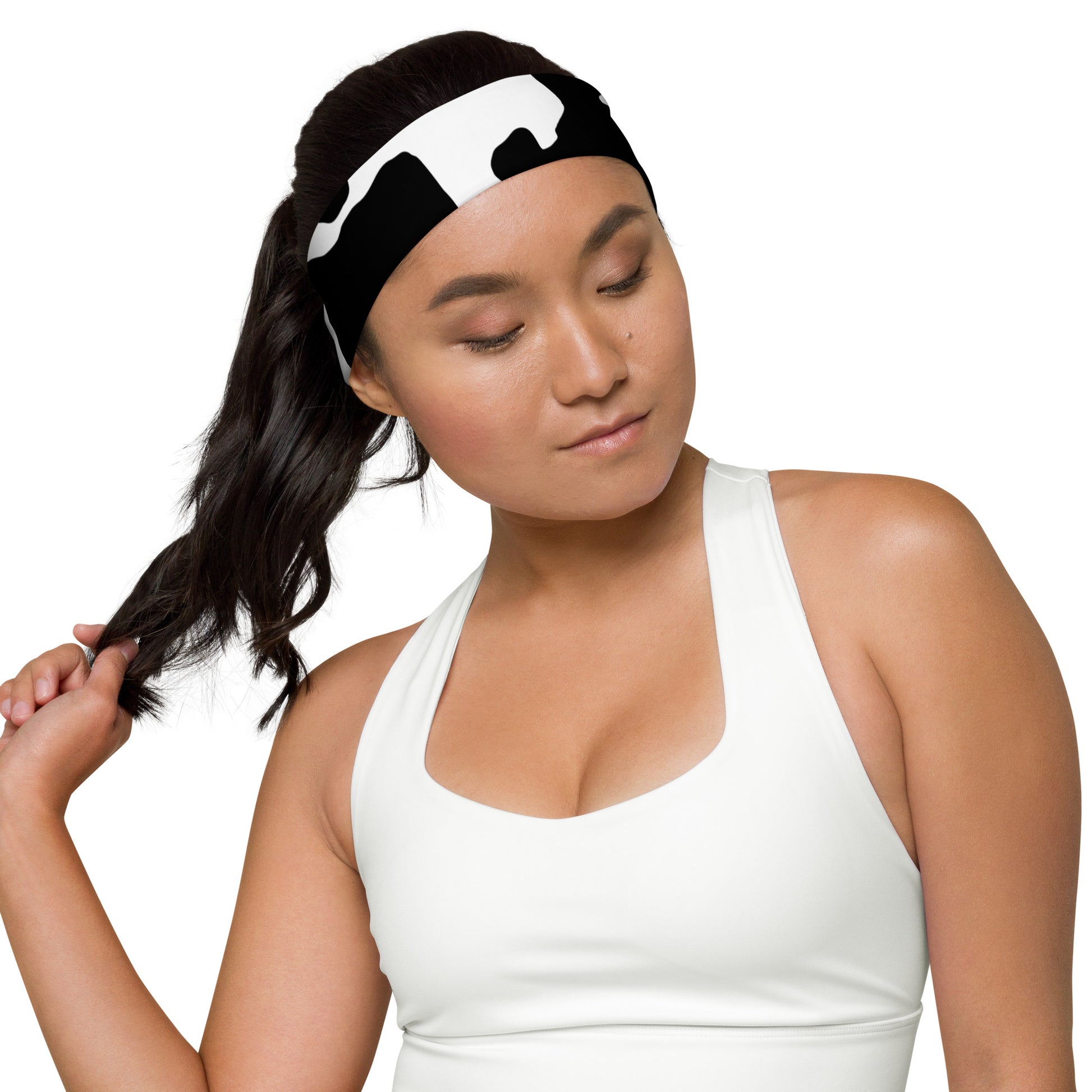 Camo Headband | Black & White Cow Camouflage