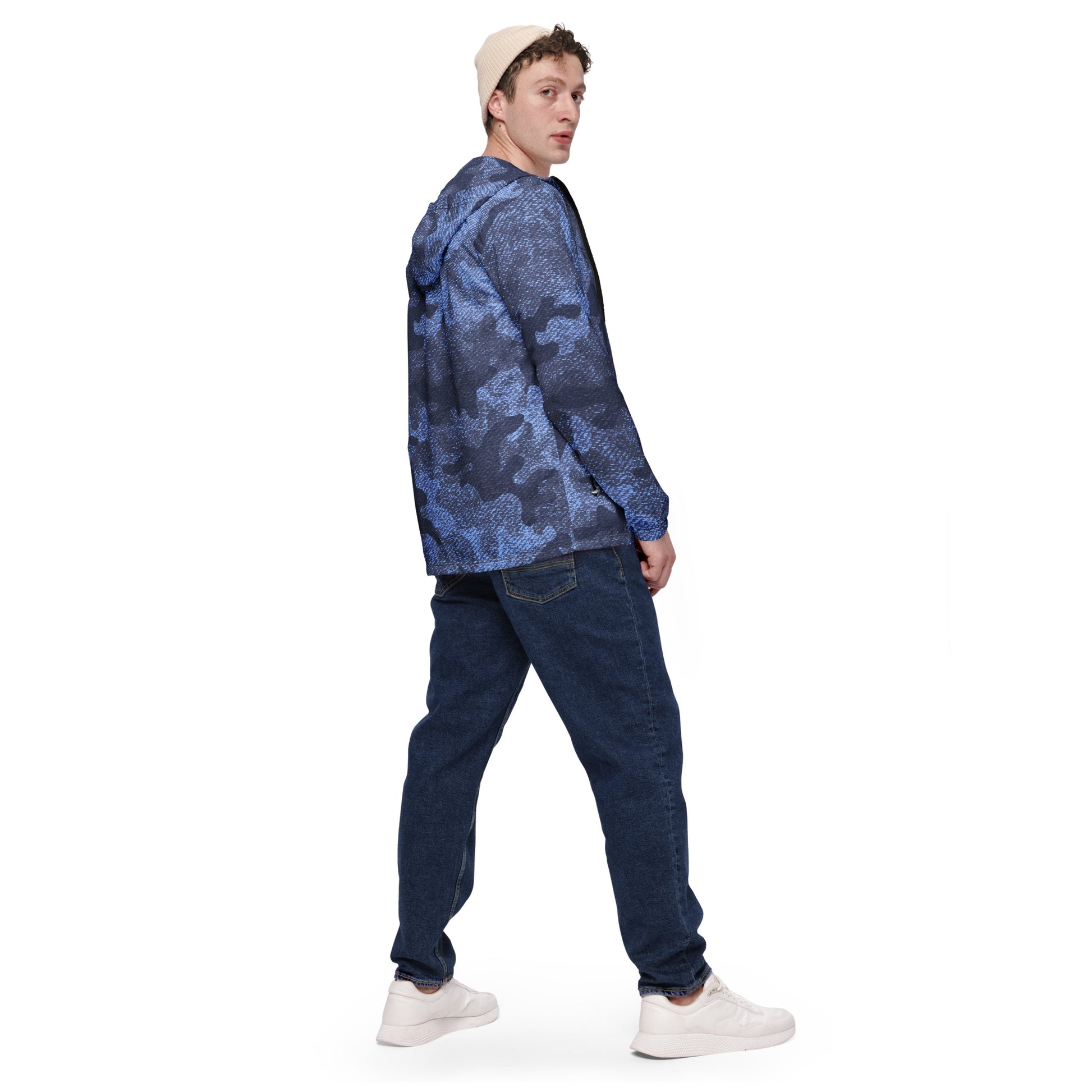 Camo Windbreaker For Men | Denim Blue