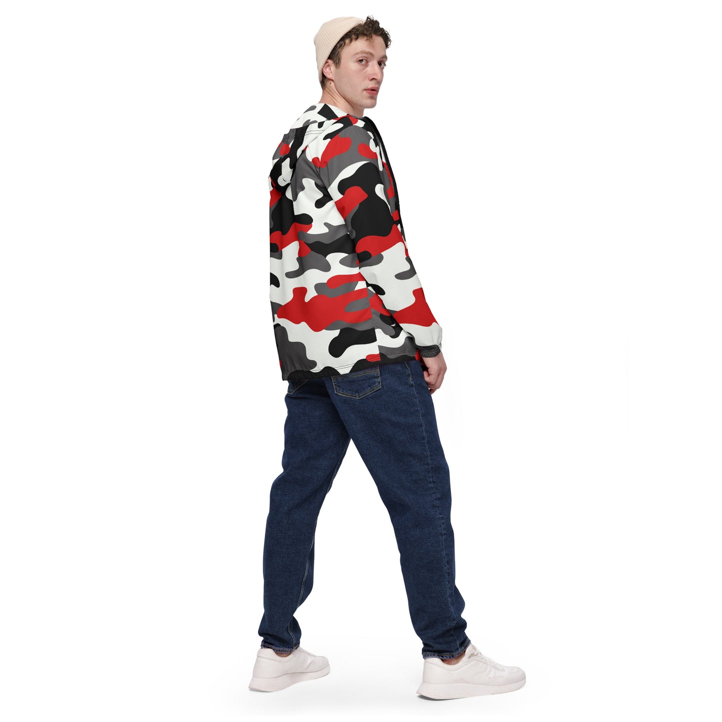 Camo Windbreaker For Men | Red, Black & White