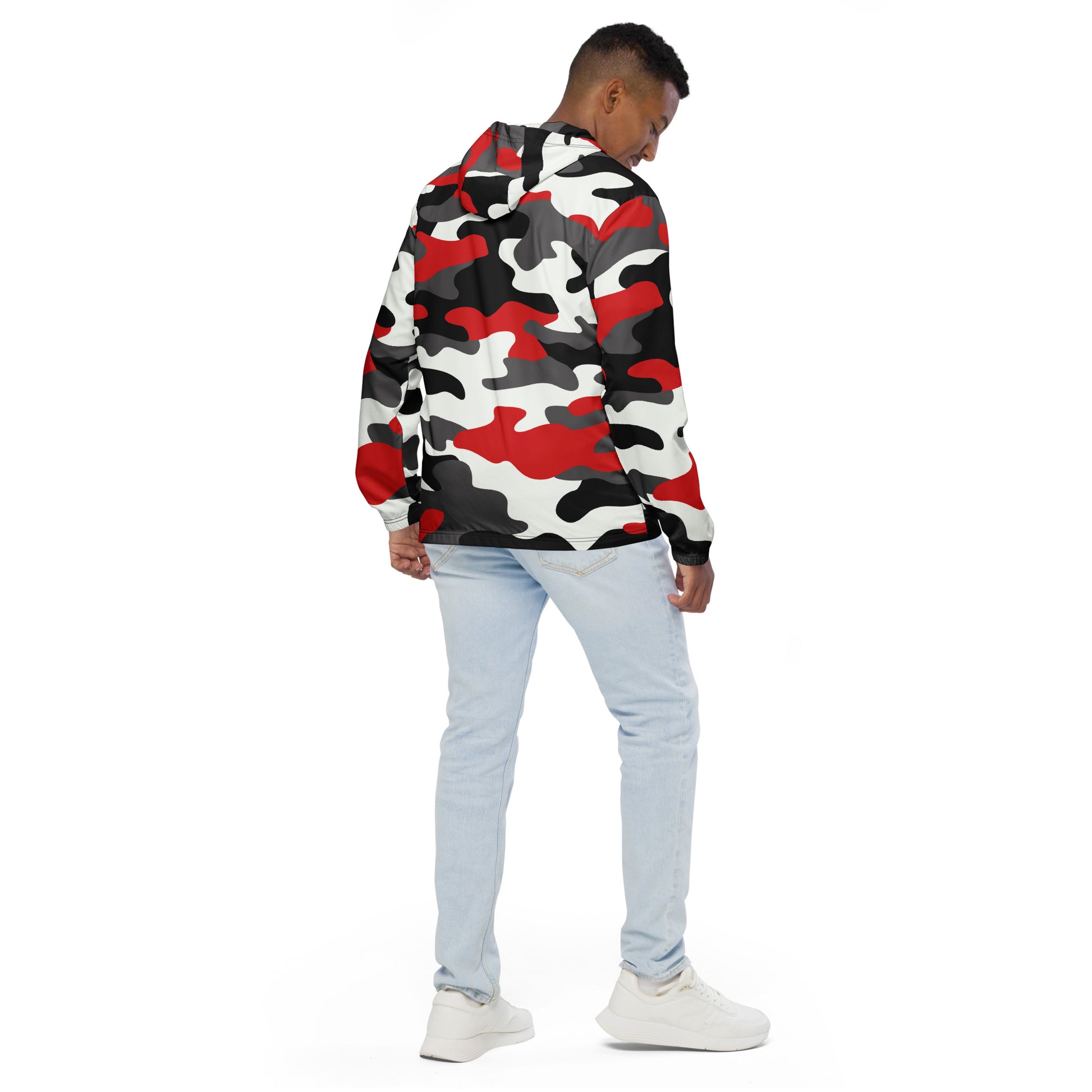 Camo Windbreaker For Men | Red, Black & White