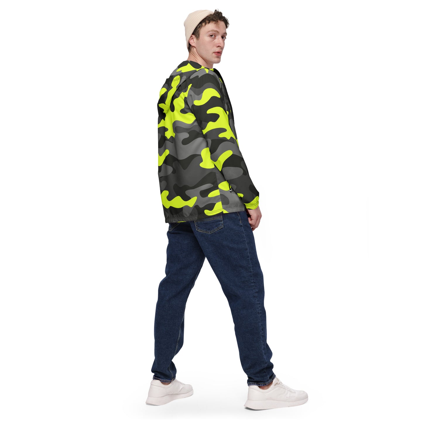 Camo Windbreaker For Men | Black, Gray & Yellow