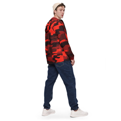 Camo Windbreaker For Men | Scarlet Red & Black