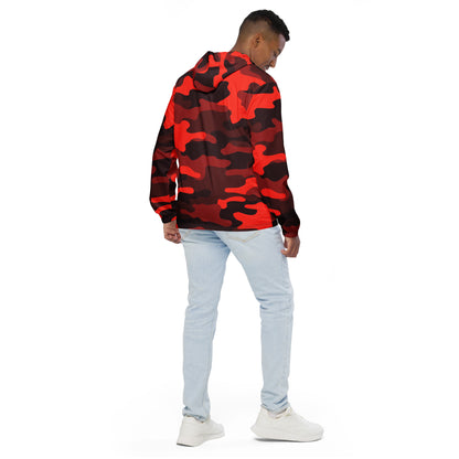 Camo Windbreaker For Men | Scarlet Red & Black