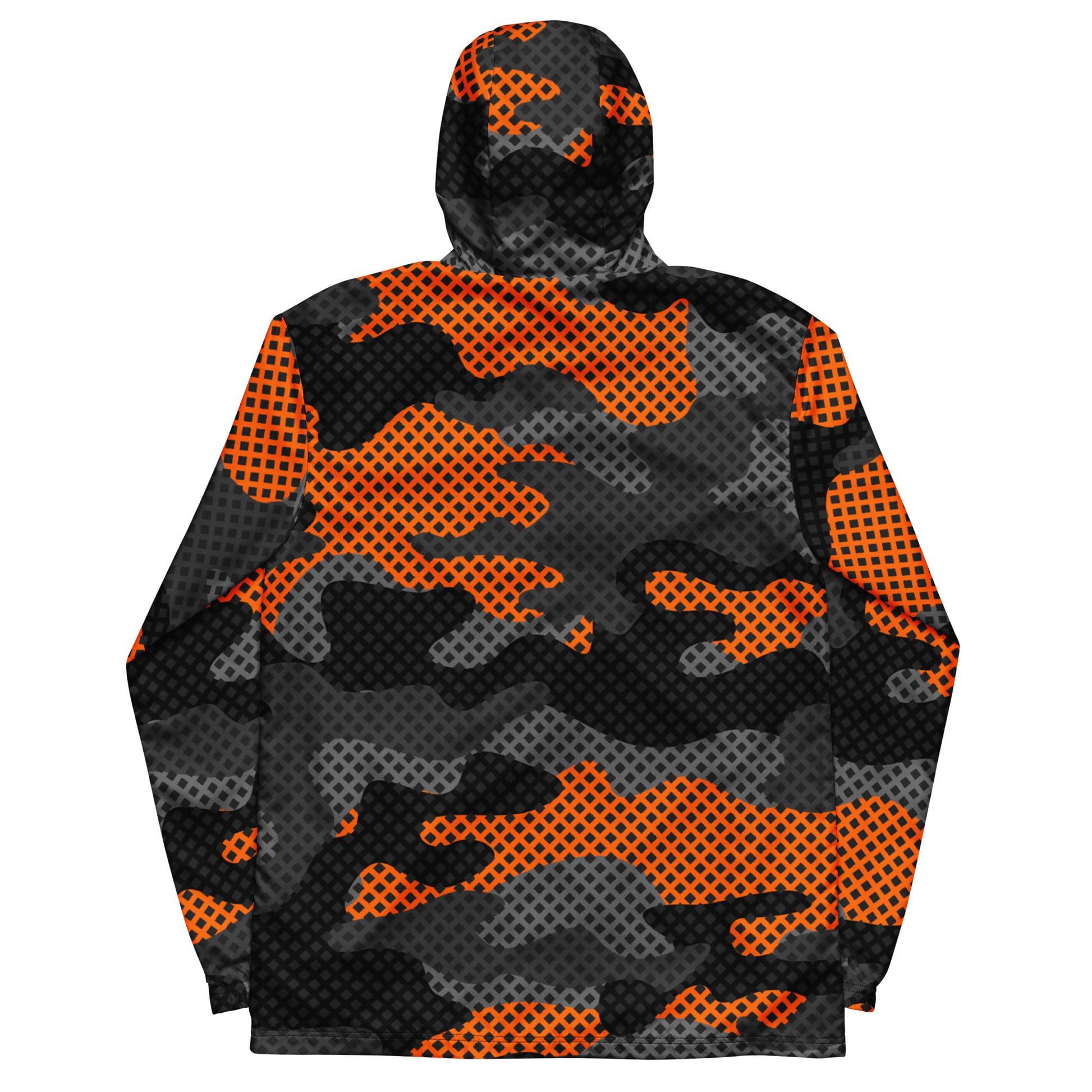 Camo Windbreaker For Men | Black & Orange Pixel