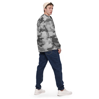 Camo Windbreaker For Men | Black & White Digital Dotted