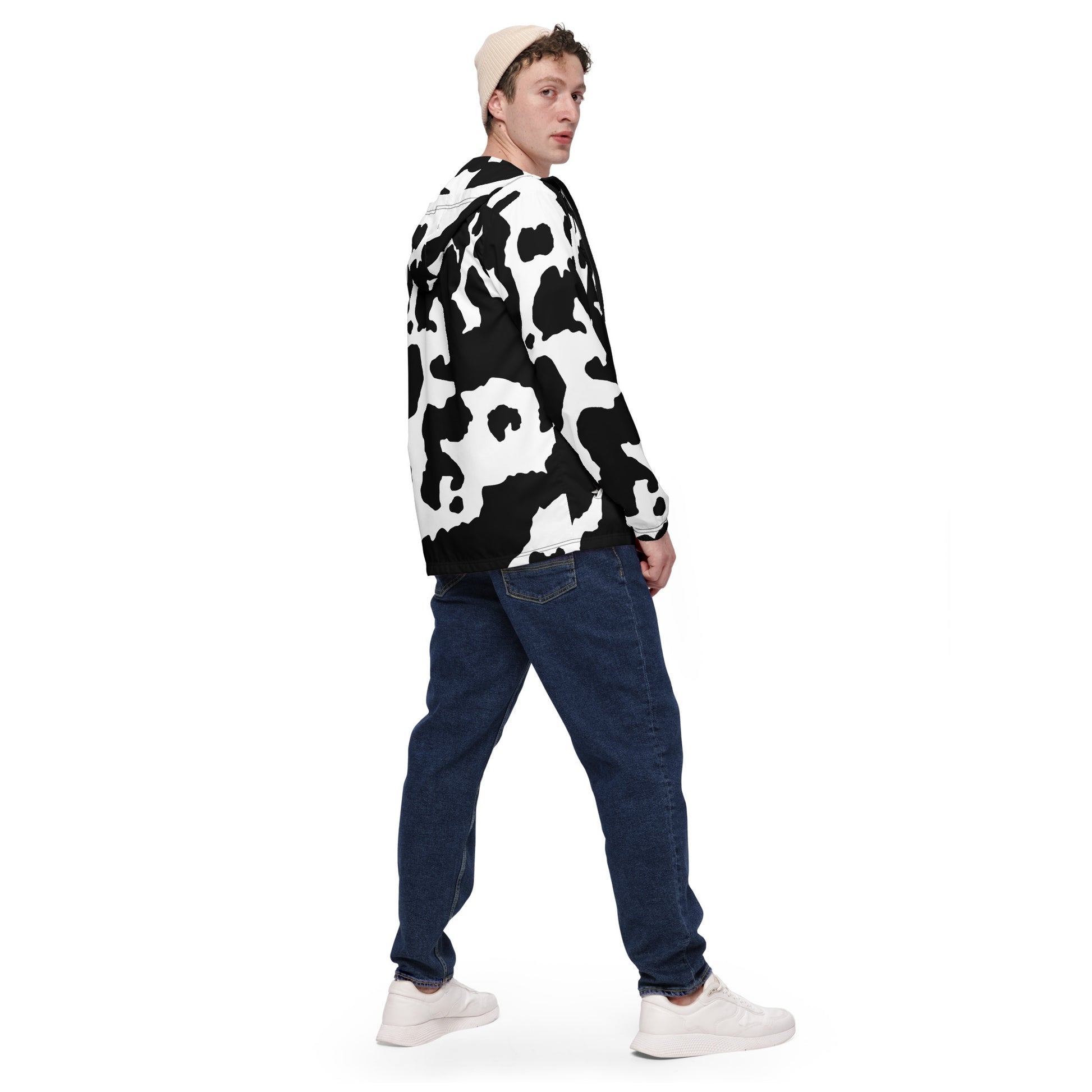 Camo Windbreaker For Men | Black & White Cow Skin