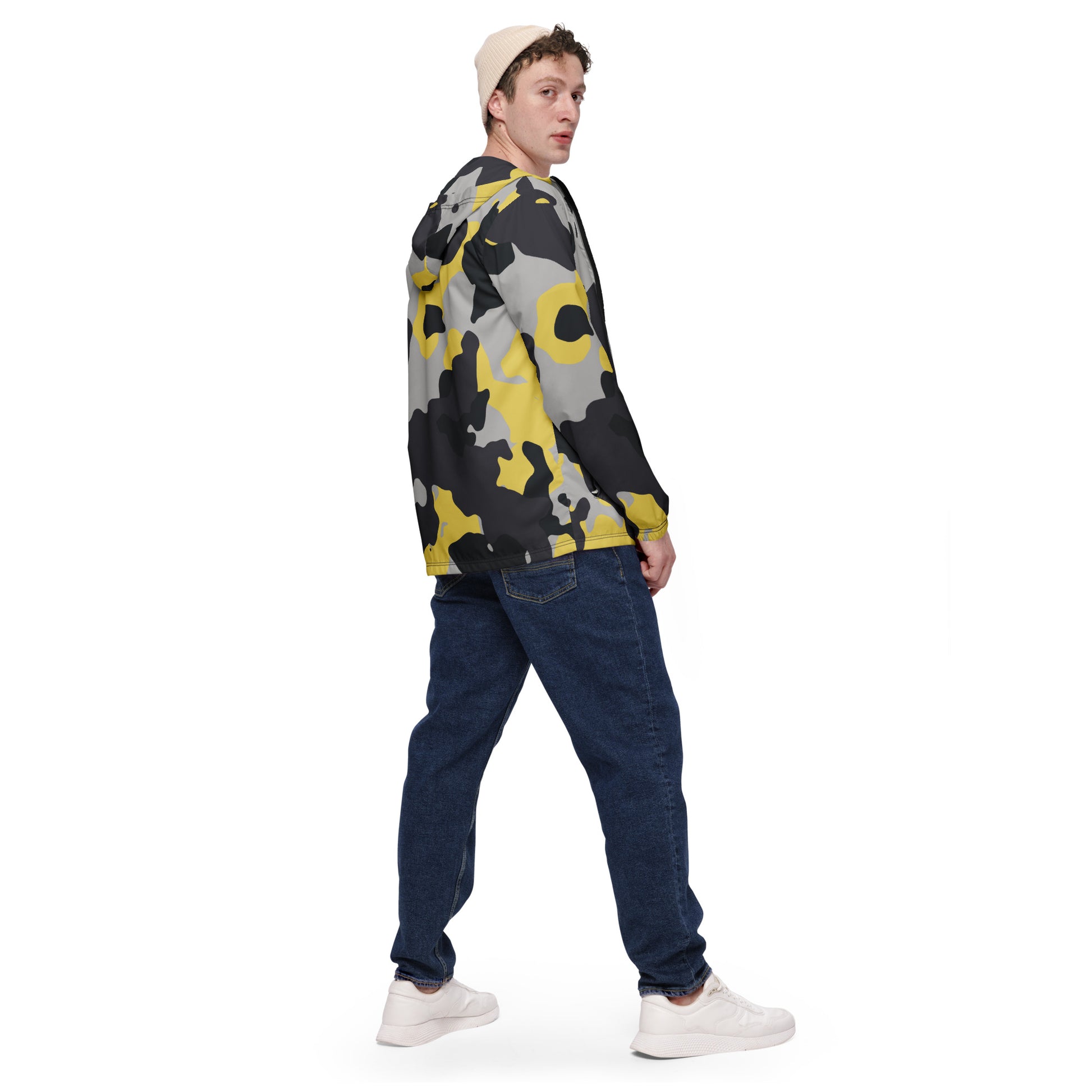 Camo Windbreaker For Men | Yellow, Black & Silver