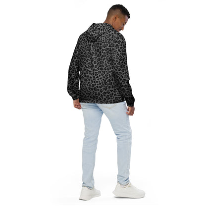 Windbreaker For Men | Gray and Black Leopard Pattern