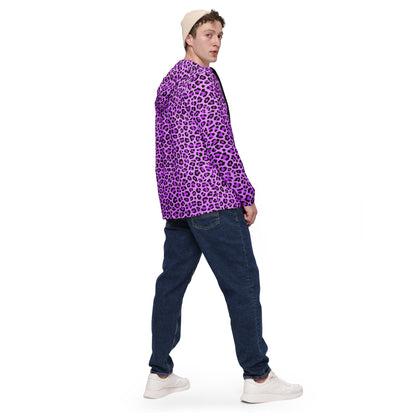 Windbreaker For Men | Purple, Blue and Black Leopard Pattern