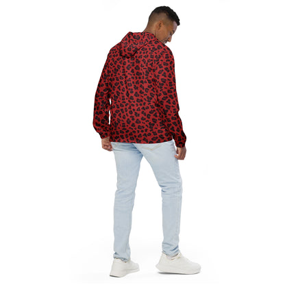 Windbreaker For Men | Red and Black Leopard Pattern