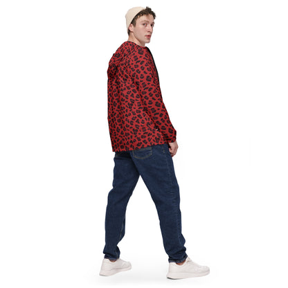 Windbreaker For Men | Red and Black Leopard Pattern