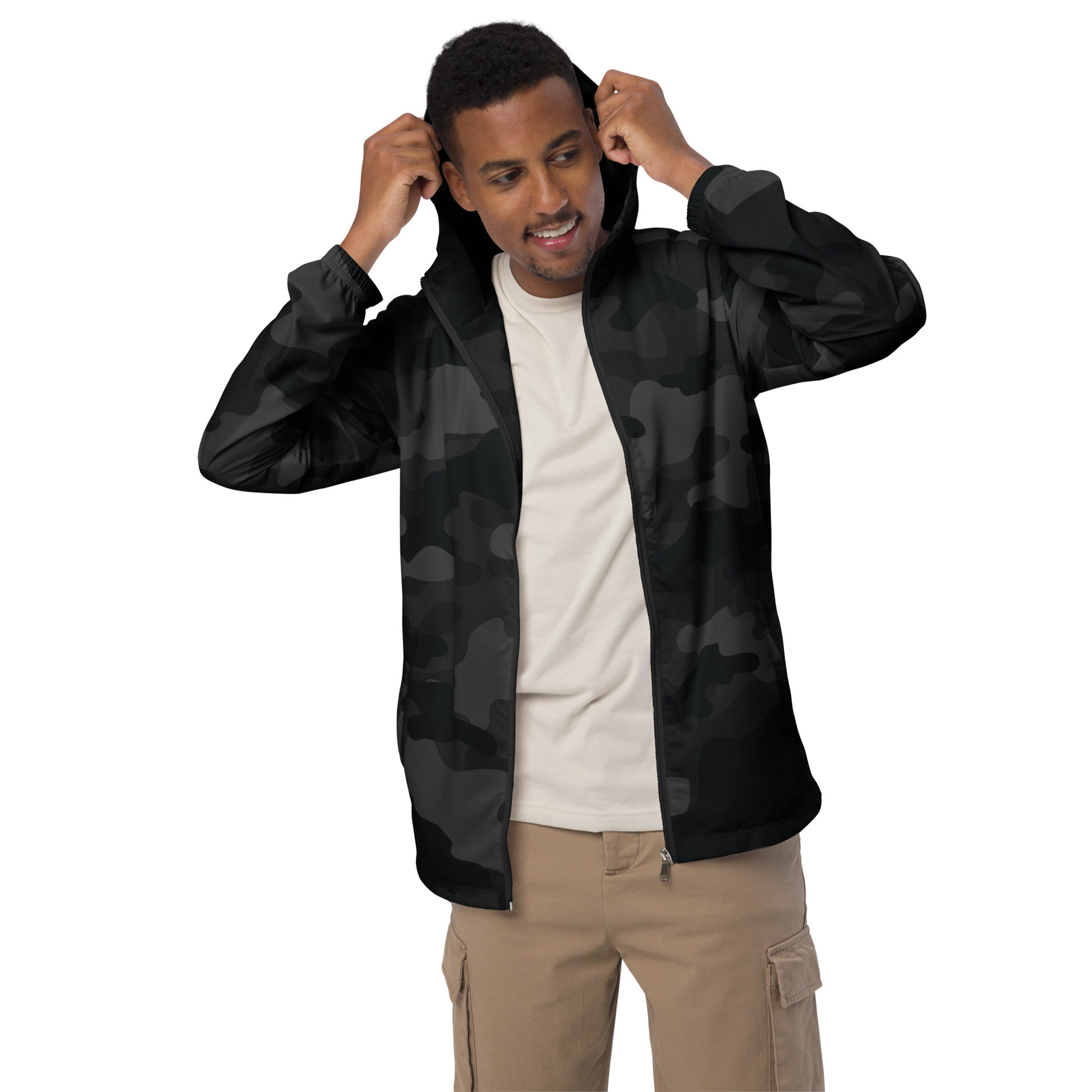 Camo Windbreaker For Men | Black