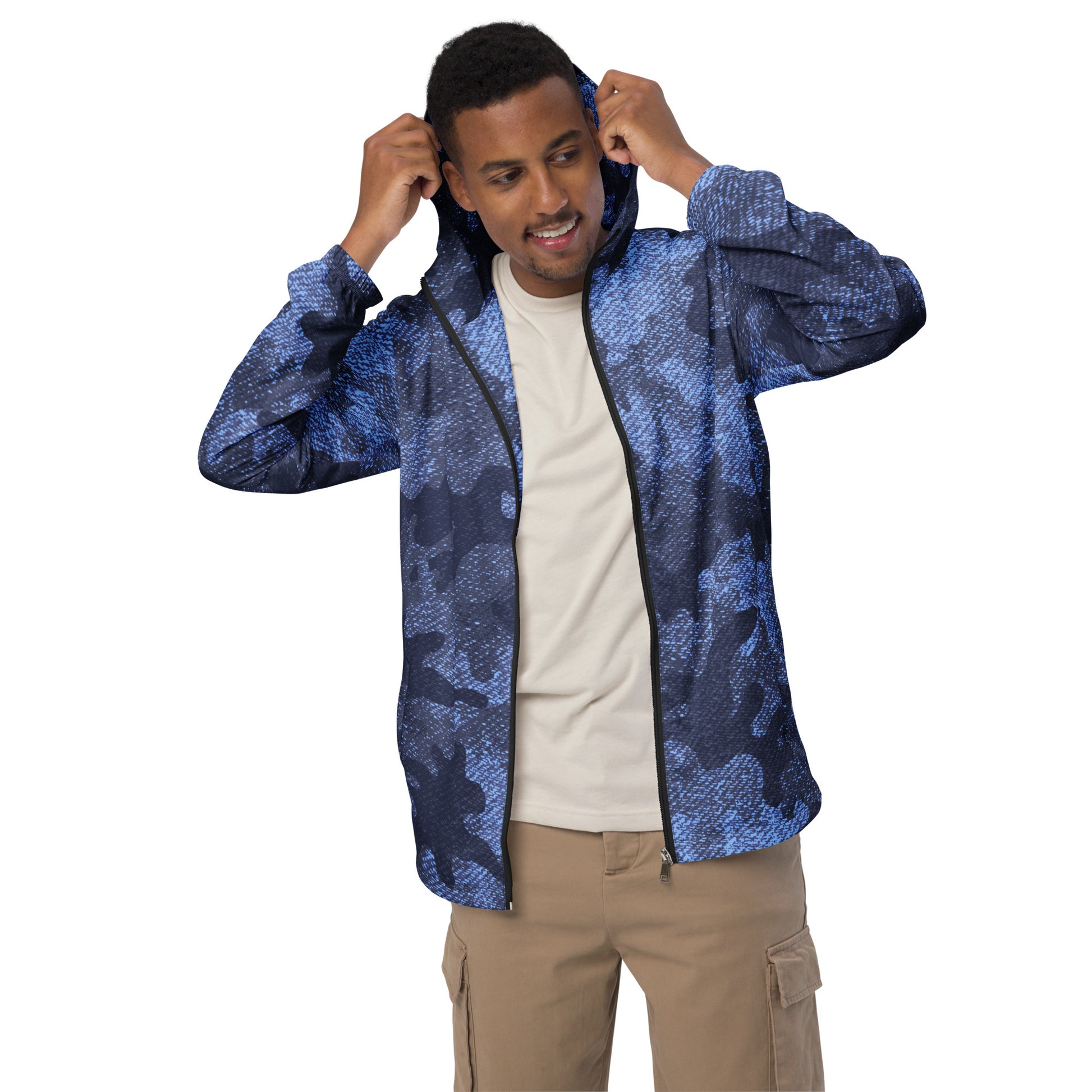 Camo Windbreaker For Men | Denim Blue