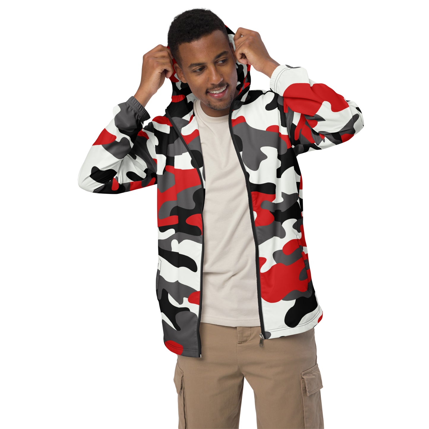 Camo Windbreaker For Men | Red, Black & White