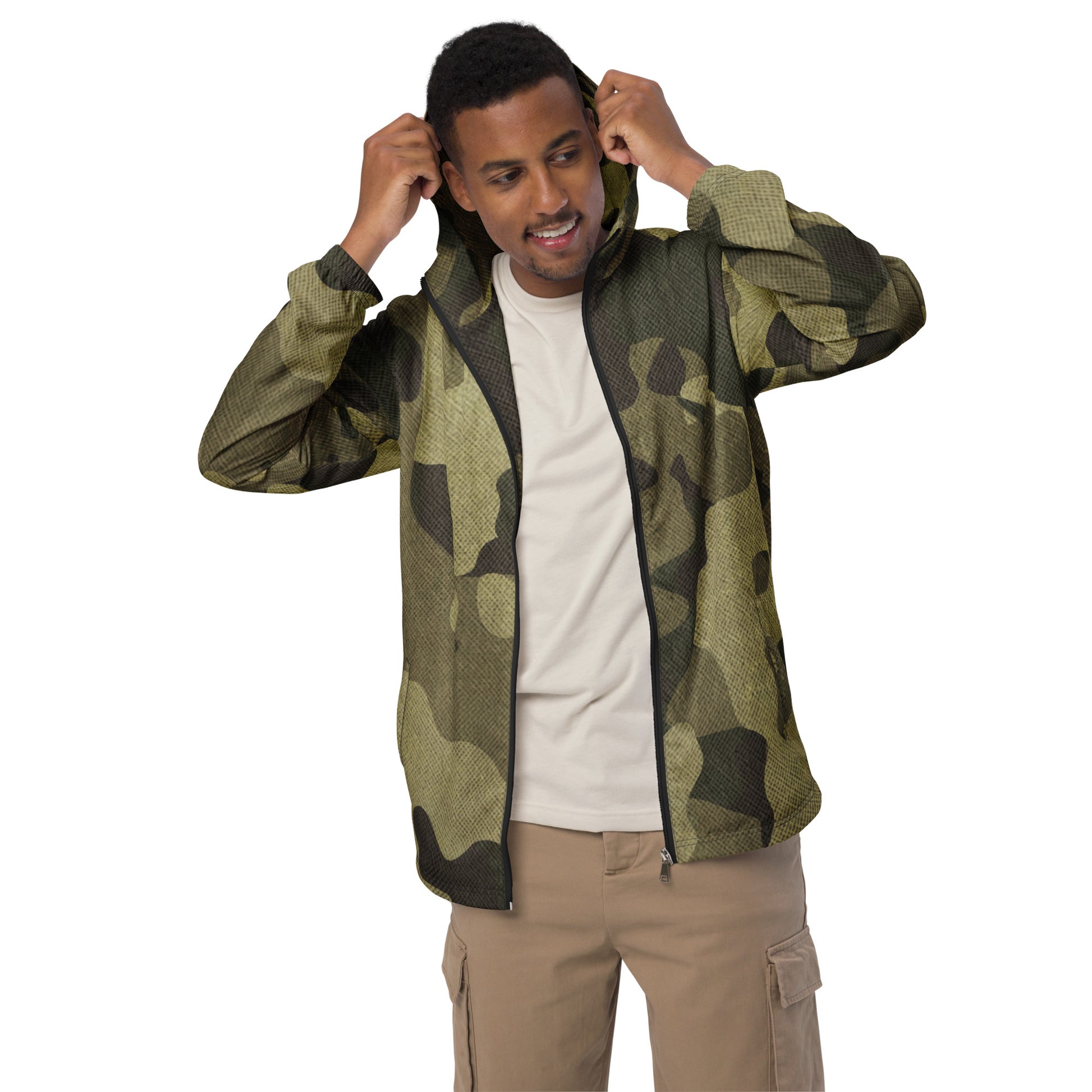 Camo Windbreaker For Men | Green Fabric