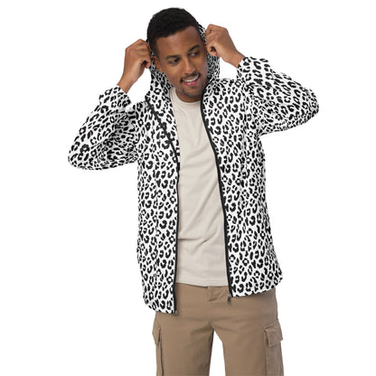 Windbreaker For Men | Black and White Leopard Pattern