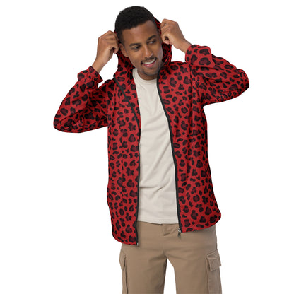 Windbreaker For Men | Red and Black Leopard Pattern