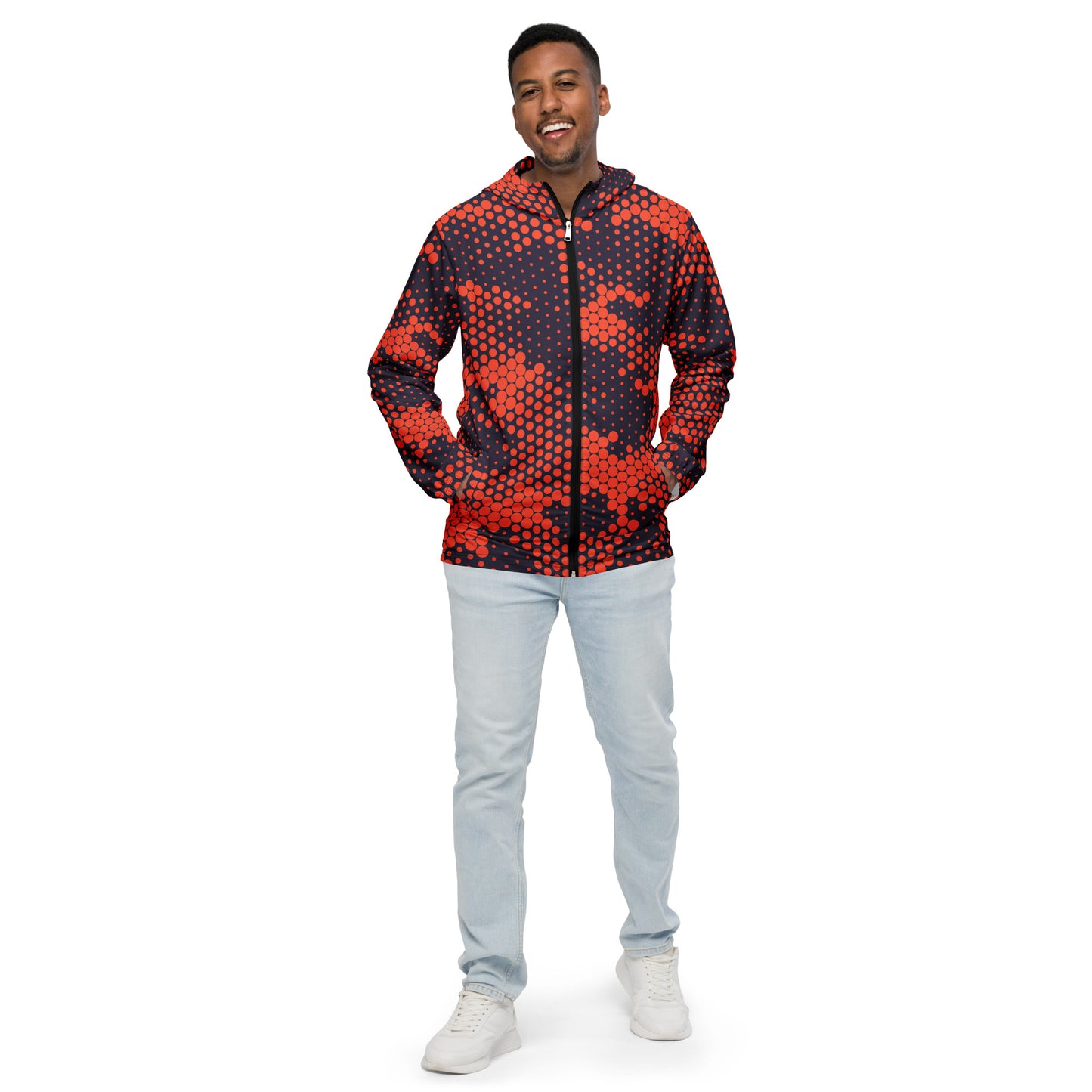 Camo Windbreaker For Men | Orange & Blue Digital