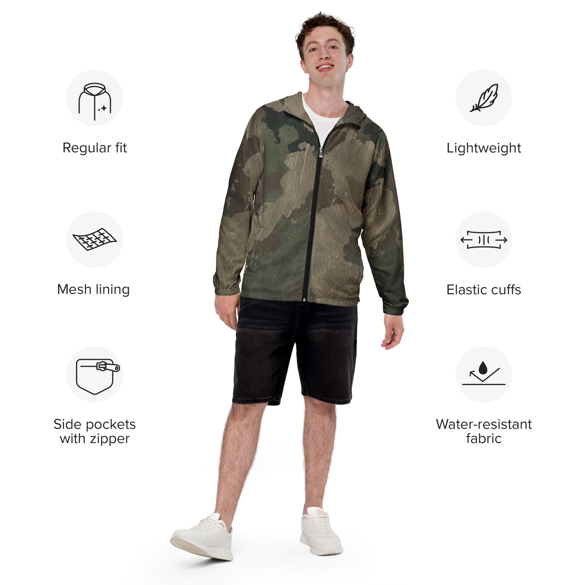 Camo Windbreaker For Men | Dirty Old Brown