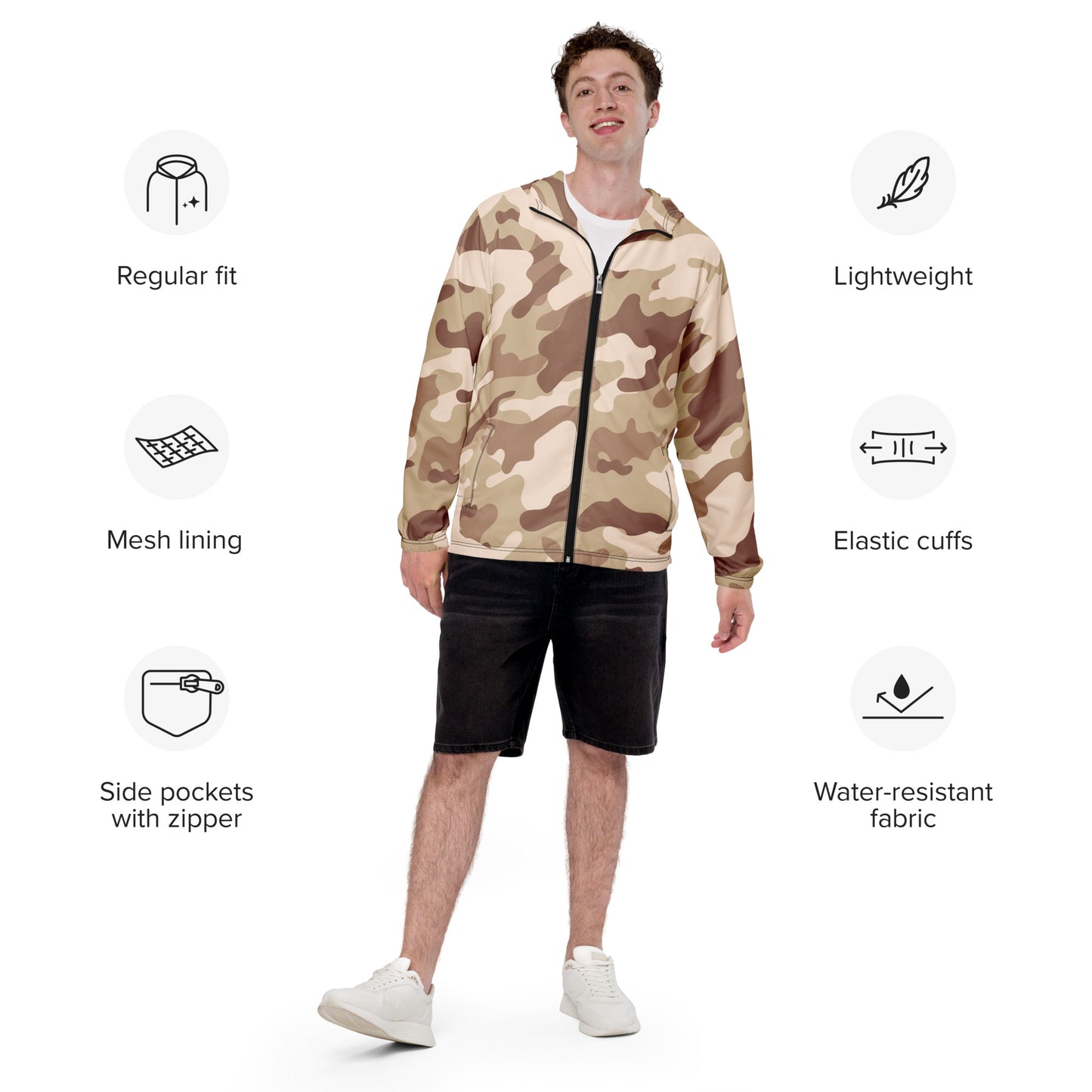 Camo Windbreaker For men | Desert Brown